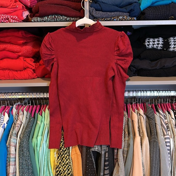 Unbranded maroon long puff sleeve mock neck sweater size S - Picture 2 of 2
